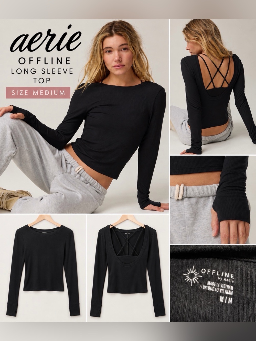 OFFLINE by Aerie Thumbs Up Ribbed Scoop Back T-Shirt M